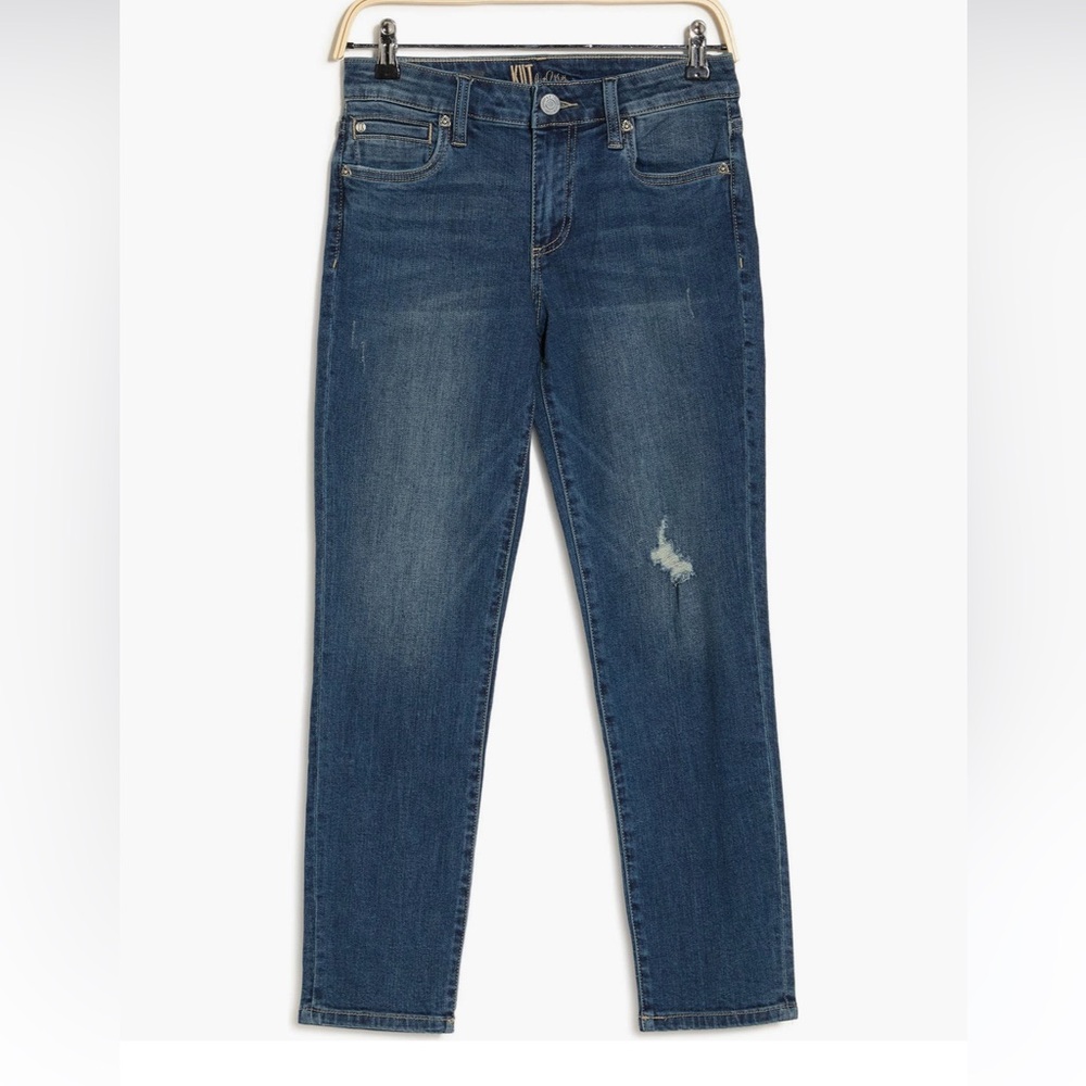 KUT from the Kloth Katy Distressed Ankle Crop Straight Leg Jeans in size 0